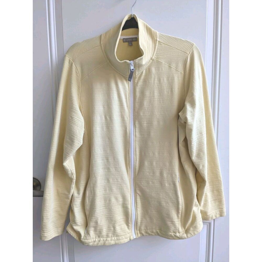 T By Talbots Sun UPF 50+ Full Zip Jacket Cotton Modal Yellow, Size 1X